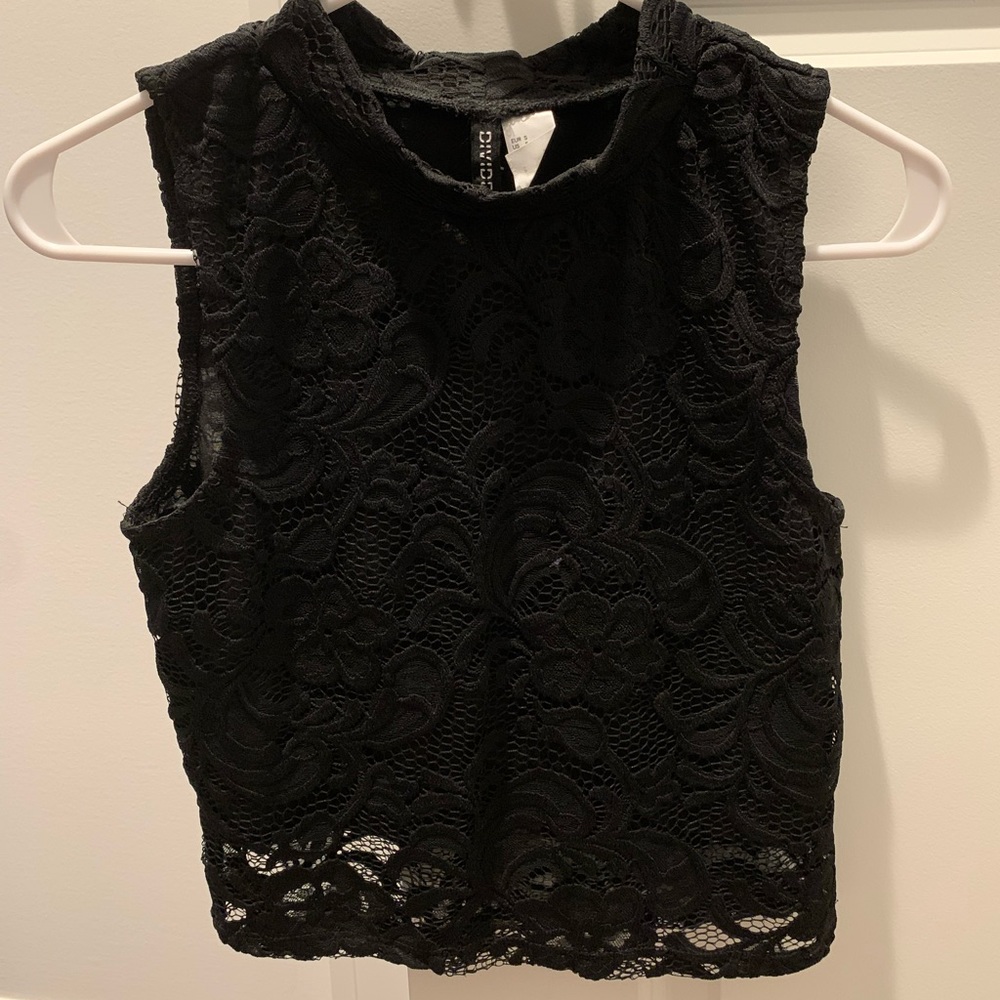 Black lace crop top